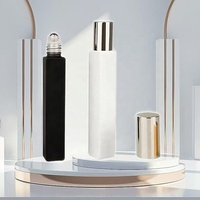 Flacons de parfum roll-on en verre dépoli coloré 10 ml, vides, avec bille roulante en acier inoxydable et bouchons en plastique pour huiles essentielles