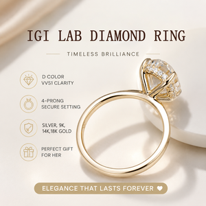 Anillo de Diamante Cultivado en Laboratorio, Corte Ovalado, 1ct 2ct 3ct 4ct 5ct 6ct 8ct 10ct D VS VVS, Oro 14K 18K, Joyería Personalizada Messi - Product Image 3