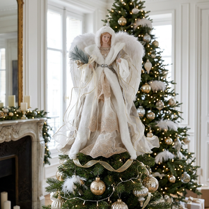 Statua d'<span class=keywords><strong>Angelo</strong></span> in Tessuto per Decorazione Albero di Natale, Ornamenti Avorio per Albero di Natale, Sfondi per Studio, Decorazioni Natalizie di Lusso - Product Image 2