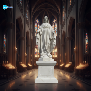 Escultura de Mármol Hecha a Mano, Estatua de <span class=keywords><strong>la</strong></span> Inmaculada Concepción de <span class=keywords><strong>la</strong></span> Virgen María, Figura Religiosa de Tamaño Real para Sala de Estar Interior - Product Image 4