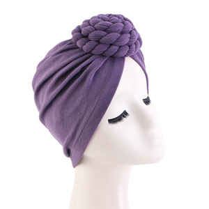 Solid Color <strong>United</strong> States Popular <strong>National</strong> Knot Turban Hat 3D Donut Women Headwraps Indian Hat - Product Image 5