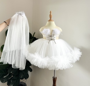 2025 Nhung Nguyen Girls' White Fluffy Floor-Length Party Dress Kids Glitter Birthday Princess Dress for Special Occasions - Product Image 3