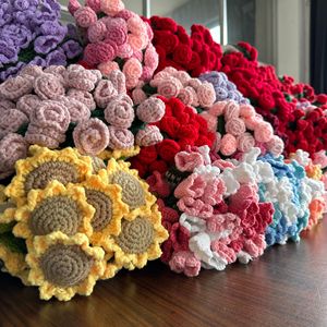 DaiRui Couverture à fleurs roses douces Wrap tricoté à la main Design muguet prêt à expédier Jeté de style bouquet - Product Image 4