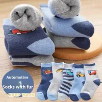 Kaos Kaki Rajut Anak Musim Dingin Motif Kucing Lucu, Bahan Fleece Terry, Untuk Anak Laki-laki dan Perempuan, Model Sporty, Sekali Pakai