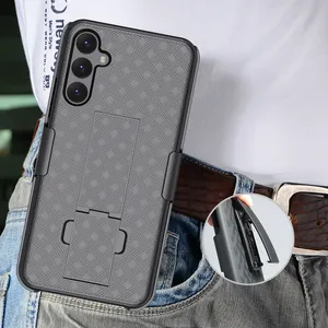 Simple strong protection PC weave holster combo shockproof phone cover for Samsung A34