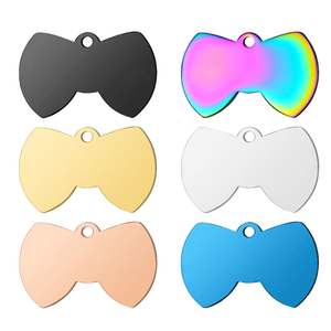 Aceon Yiwu, etiquetas de perro divertidas personalizadas, Collar de acero inoxidable, placa de identificación para <span class=keywords><strong>cachorro</strong></span>, Chihuahua, <span class=keywords><strong>Pastor</strong></span> Alemán, pajarita, artesanías de Metal - Product Image 2