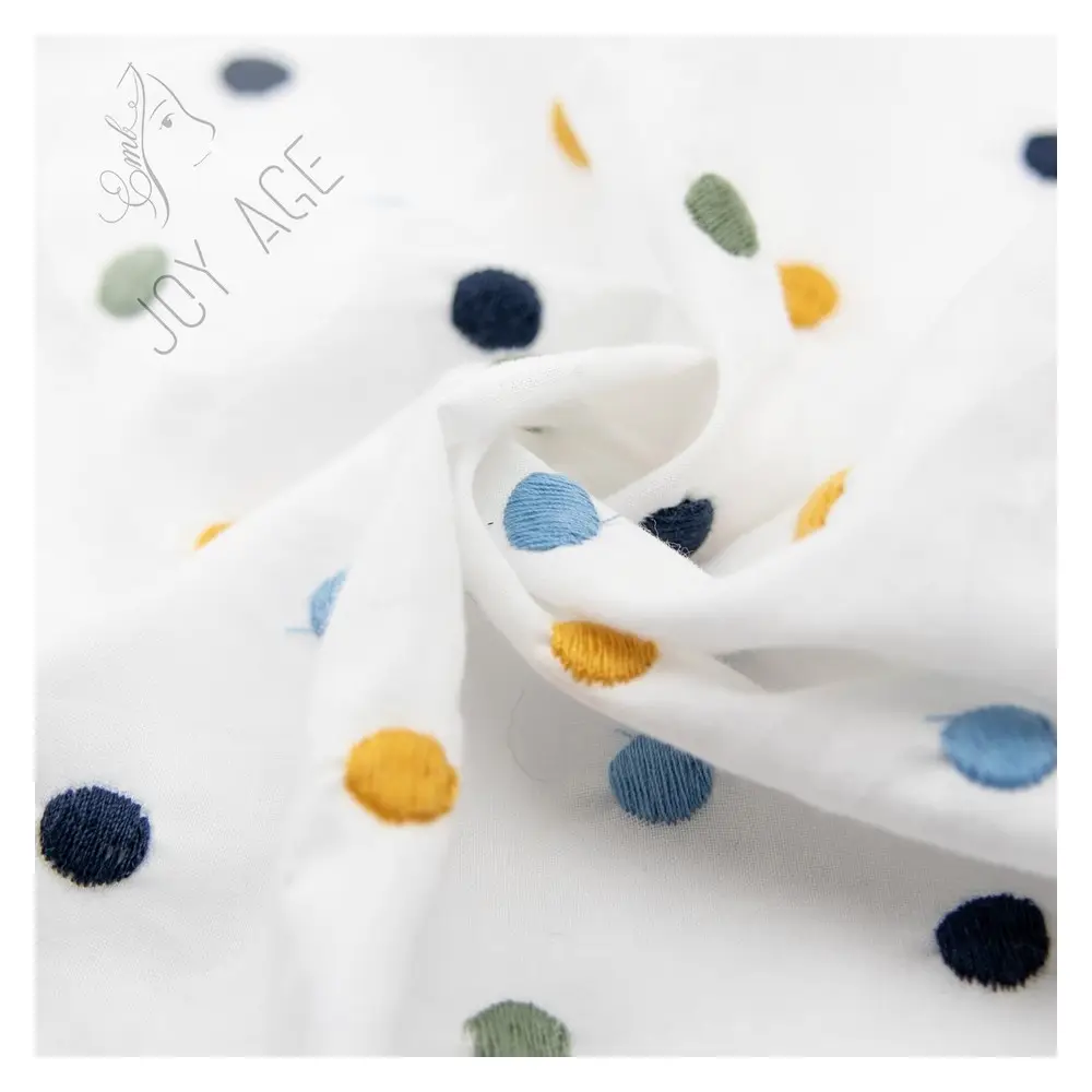 Kustom Keluaran Baru Brode Coton Dot 100% Katun Swiss Celup Putih Polka Dot Bordir Tali Mata Kain Renda untuk Gaun