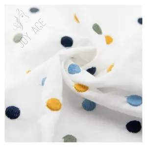 Custom New Arrival Brode Coton Dot 100% Cotton Thụy Sĩ Nhuộm Trắng Polka Dot Lỗ Gắn Thêu Ren Vải Cho Ăn Mặc