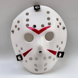 Masque <span class=keywords><strong>d</strong></span>'<span class=keywords><strong>horreur</strong></span> LED lumineux DIY Jason Voorhees en plastique rouge et blanc réutilisable et écologique pour les fournitures de fête <span class=keywords><strong>d</strong></span>'Halloween - Product Image 2