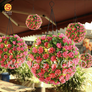 Nuovo prodotto pianta artificiale fiore palla Led fiore rosa chiaro <span class=keywords><strong>lampadario</strong></span> <span class=keywords><strong>solare</strong></span> per giardino decorazione prato - Product Image 1