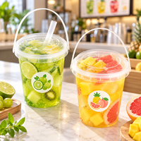 Gobelets à thé aux fruits en PP robustes de 12 oz, 16 oz, 24 oz, 32 oz avec couvercles et poignées, gobelets portables pour boissons Boba à emporter