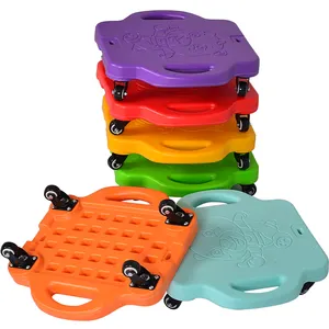 Children Balance Board Plastic Four-Wheeled Scooter Board with Safety Handles 360 Degree Rotating Wheels Kids Outdoor Sports Toy