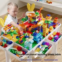 Bloques de Construcción de Plástico para Niños, Mesa de Juego y Estudio Multifuncional, Rompecabezas Educativo Ensamblable, Juguete de Regalo