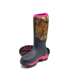 high quality manufacture customized knee high wellington camouflage women's hunting boots