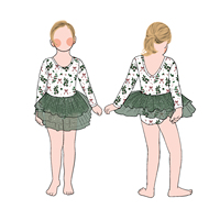 Combinaison bébé fille en tulle à manches longues et col rond avec boutons-pression, nouveau style automne, vente en gros Little Glow Kid