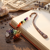 Marcapáginas de Plata Antigua con Colgante Personalizado al por Mayor, Cadena con Dijes de Luna, Estrella, Llave y Corazón Hueco, Regalo Vintage con Brillo