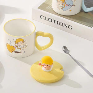 Tasse créative à poignée en forme de cœur creux Tasse <span class=keywords><strong>Cupidon</strong></span> mignon avec couvercle cuillère - Product Image 5