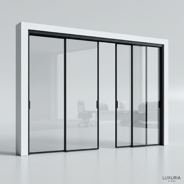 Direct Factory Slimline Aluminum Glass Door and Laundry Room Partition with Soft-close System