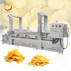 Machine à frire industrielle automatique continue pour snacks, machine à frire à convoyeur pour chips de pommes de terre croustillantes à l'oignon, friteuse - Product Image 1