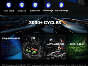XZNY Kompakte Deep-Cycle 12V 12Ah LiFePO4 Batterie mit integriertem 20A BMS, wiederaufladbares USV-System als Ersatz für Solar-Scooter - Product Image 5