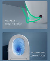 WC intelligent monobloc allongé à capteur de pied, chasse automatique, haute qualité, économique, pour salle de bain et hôtel