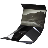 Boîte d'emballage personnalisée à faible MOQ, logo, vente en gros, boîte en papier noir de luxe avec fermeture magnétique, boîte cadeau pliable