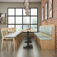 Ensemble de table à manger de haute qualité en bois pour café, avec banquette ignifuge pour restauration rapide, table de restaurant en cuir vert