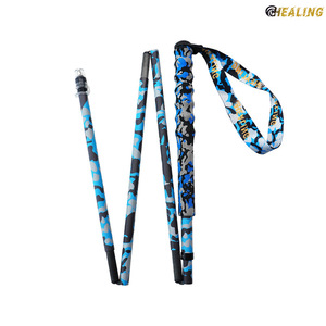 Bastones de Trekking de Fibra de Carbono, 5 Secciones Ajustables, Plegables, para Senderismo y Caminata, Color Azul Camuflaje - Product Image 3