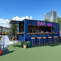 Boutique éphémère de rue, bar préfabriqué, conteneur extensible en panneaux sandwich d'acier, mobile, respirant, pour extérieur industriel