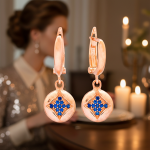 Elegant Geometric Design Sapphire Cz Stone Round Jewellery Colorful Turkish 925 Sterling <b>Silver</b> Jewelry <b>Dangle</b> <b>Earrings</b> - Product Image 3