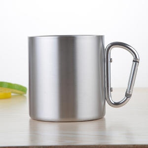 Tazas de Café y Té de Acero Inoxidable G104 al por Mayor, Tazas de Viaje y Camping de Doble Pared con Asa de Gancho Mosquetón - Product Image 2