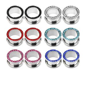 Цветные хрустальные тоннели для ушей из нержавеющей стали |   Серьги-двойные гаражные плаги с радужным дизайном для пирсинга - Product Image 1