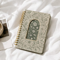 Carnet à spirales personnalisé de qualité supérieure, format A5, couverture en lin lignée, motif floral, pour usage professionnel, cadeau, journal