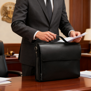 Bolsa de ordenador portátil negra de cuero genuino de vaca para hombre de <span class=keywords><strong>oficina</strong></span> de negocios clásica de fábrica, maletín de gran capacidad - Product Image 1