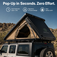 Tenda Atap Mobil Zentopia Aluminium Tunnel 2 Orang Otomatis Hidrolik Pop-Up dengan Tangga untuk SUV 4x4 Empat Musim Lapis Ganda Tahan Air