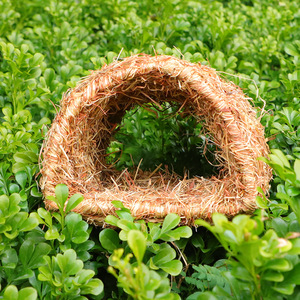 Lit pour animaux de compagnie en paille tressée fait main, rond, moyen, écologique, pour chats, lapins, hamsters, style nid d'oiseau - Product Image 3
