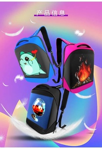 T3DLED LED <b>Backpack</b> PU Material Casual Style Bluetooth Display <b>School</b> Use Unisex Large Capacity Shoulder Straps - Product Image 6