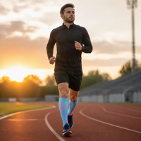 Chaussettes de sport à compression mi-hautes pour hommes, chaussettes de soutien élastiques tricotées, logo personnalisé OEM, couleur personnalisée pour la course à pied, la gym, les sports de plein air