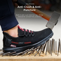 Chaussures de sécurité en maille respirante, légères, anti-perforation, anti-écrasement, pour travaux de construction, chaussures de sport respirantes en PU