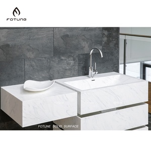 Lavabo Rettangolare in Superficie Solida <span class=keywords><strong>Corian</strong></span> Effetto Marmo per <span class=keywords><strong>Bagno</strong></span> - Product Image 1