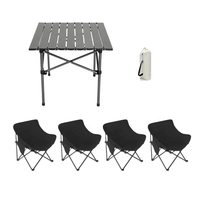 Table pliante de camping en acier inoxydable Polar Everest, 4 chaises Moon, pour cuisine, atelier, plage, pique-nique, chambre, école