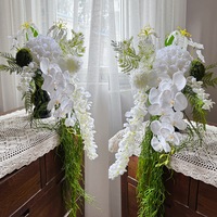 Bouquet de mariée cascade blanc de 100 cm, fleurs artificielles de phalaenopsis et d'hortensia, arrangement en soie fait main pour mariage