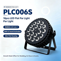 Lampu Par LED Flat 18pcs High Bright 18*15W RGBWA UV DMX Sound Wash untuk Panggung Pernikahan DJ Disko Pesta, Bersertifikasi CE FCC