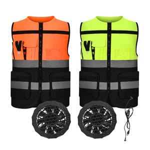 Hai Màu Chất Lượng Cao Cơ Thể Bay Hơi Ngoài Trời Làm Việc Pin Powered Hi-VIS Làm Mát Gel Phản Quang An Toàn Vest Cho Nam Giới