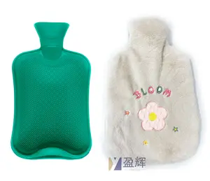 Wholesale Rubber Warm Water-filling Hot Water Bottle 1500ml 1750ml Hot-Water Bag With Soft Plush Cover Bloom Cover