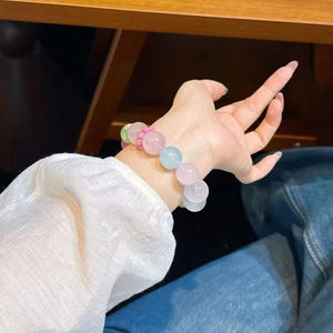 ナチュラルクリエイティビティDIY風水ヒーリングアクアマリンとピンククリスタルビーズブレスレットお土産 - Product Image 5