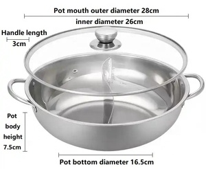 Pot chaud en acier inoxydable cuisson Chine <span class=keywords><strong>Hotpot</strong></span> ustensiles de cuisine divisé pot de cuisson pour restaurant et ménage - Product Image 2