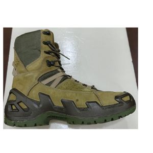 Bottes mi-hautes en daim TSB07 vert olive et marron foncé avec manches camouflage CP, personnalisées pour la randonnée et la chasse - Product Image 5