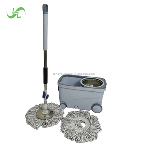 Yeni kendi kendini temizleyen mikrofiber zemin paspası Set ile çelik direk PP plastik kafa eller serbest çift kova tekerlek oturma odası kullanımı için - Product Image 6