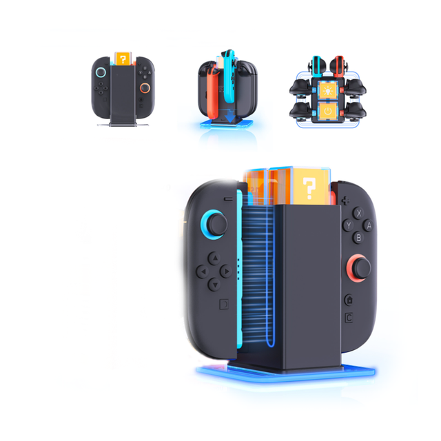 RGB Fast Charging Station for Nintendo Switch 2 / Switch / Switch OLED Joy-Pad Controllers 6-in-1 Desk Organizer